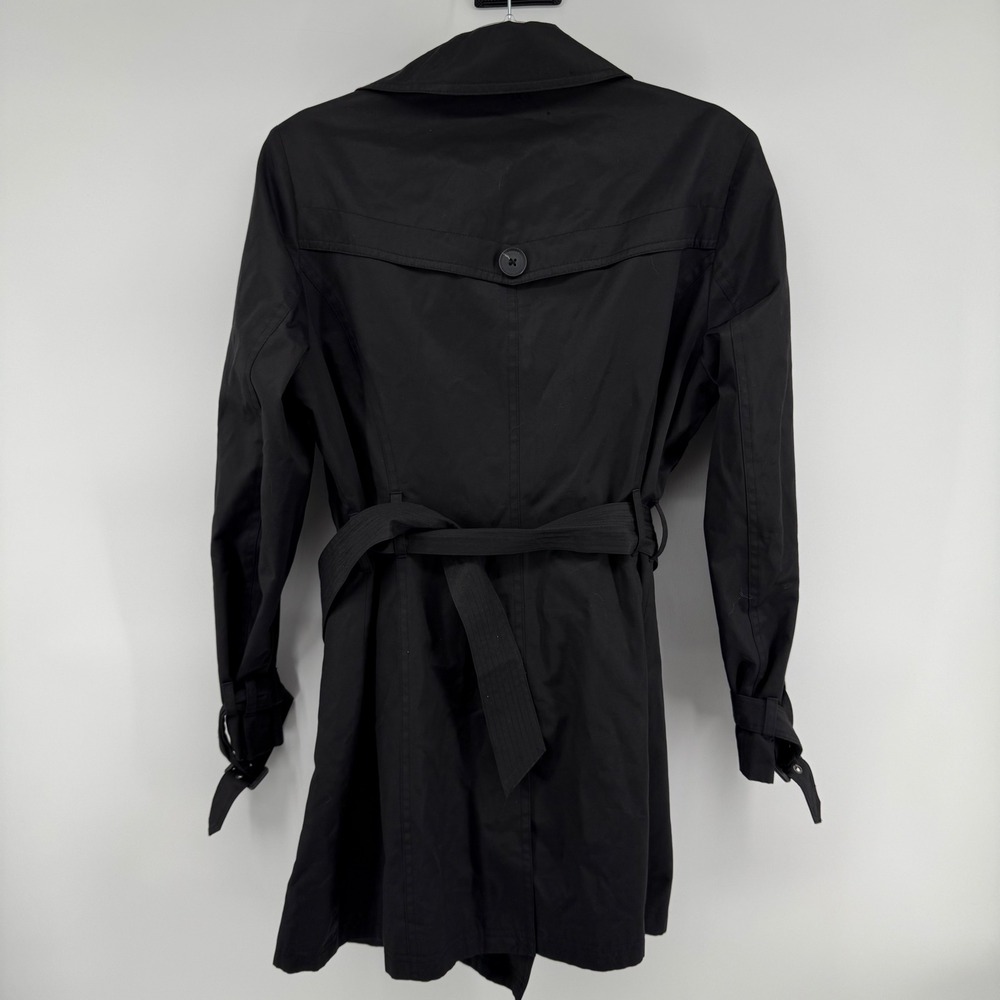 Michael Michael Kors Womens Black Double Breasted Belted Trench Coat Large - Picture 2 of 5